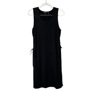 Theory Linen Dress Womens Size Medium Black Double Layer Tie Sides
